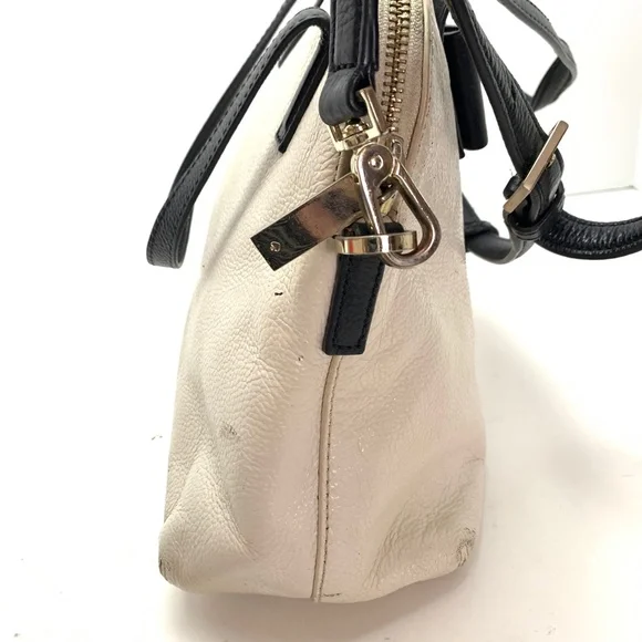 KATE SPADE Ivory Black Leather Handbag Purse Tote - Picture 9 of 16
